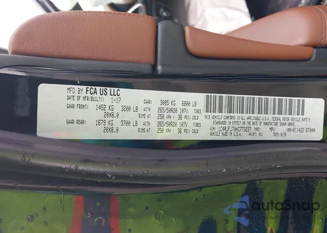 2017 Jeep Grand Cherokee Summit 4X4 z USA, uszkodzony, nr VIN 1C4RJFJT0HC773237